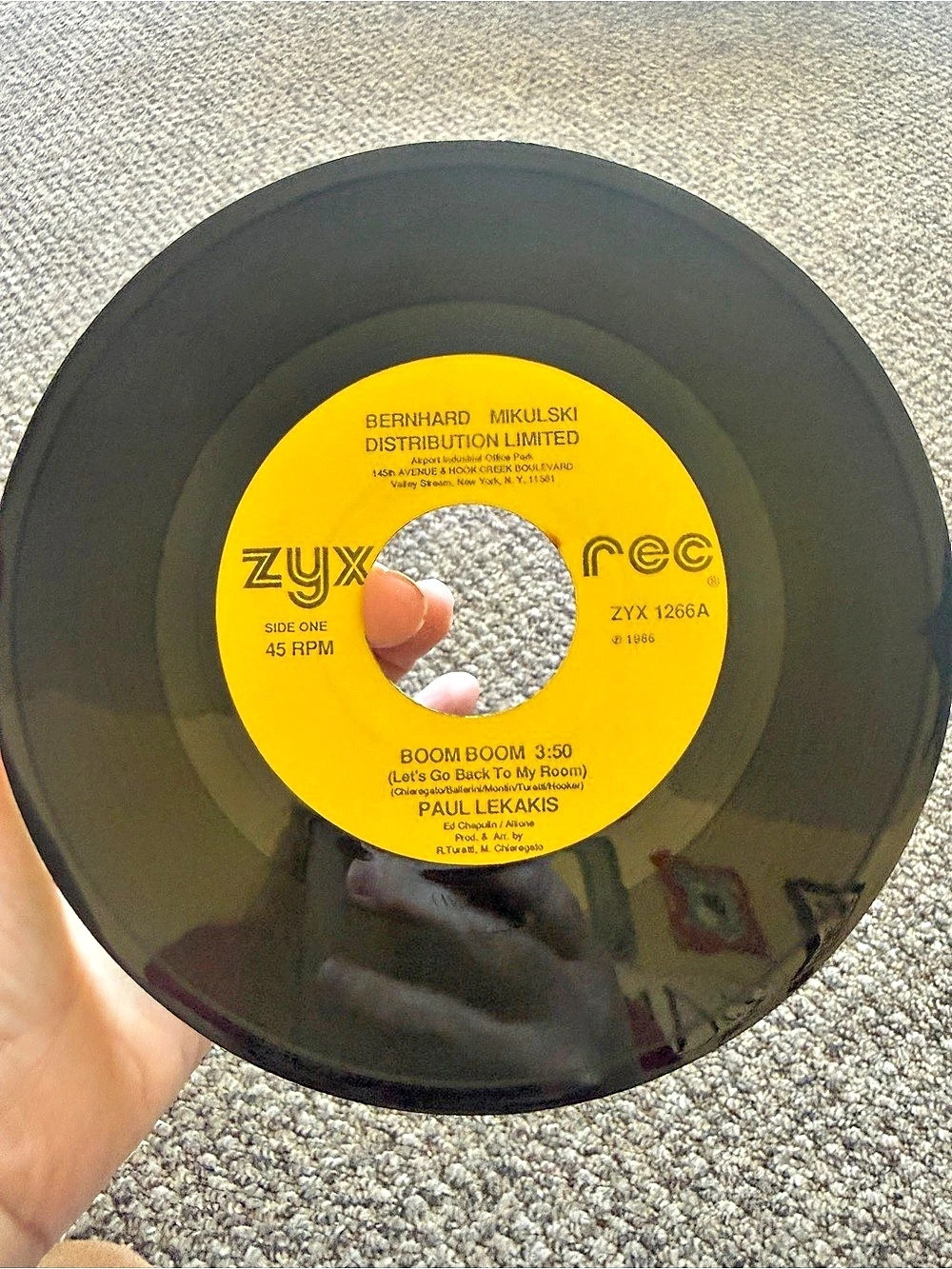ZYX Boom 45 RPM Vinyl Record Black & Yellow